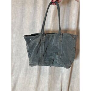 Lands’ End Green 100% Suede Tote Bag – Classic Everyday Carryall Quiet Luxury Ti